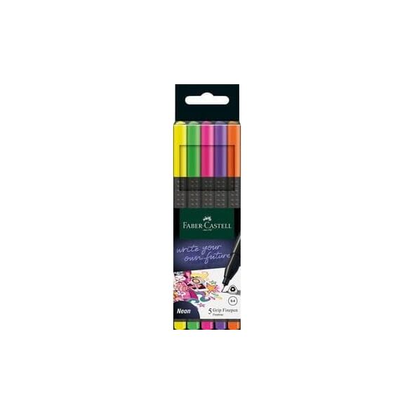 Faber Cienkopisy Grip 5 kol. neonowych Faber-Castell  [0|0]