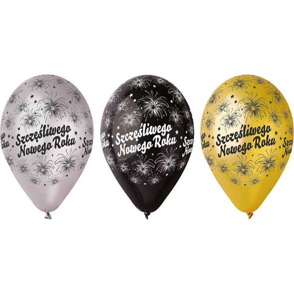 Gemar Balony Szczęśliwego Nowego Roku - 30 cm - 6 szt. uniwersalny