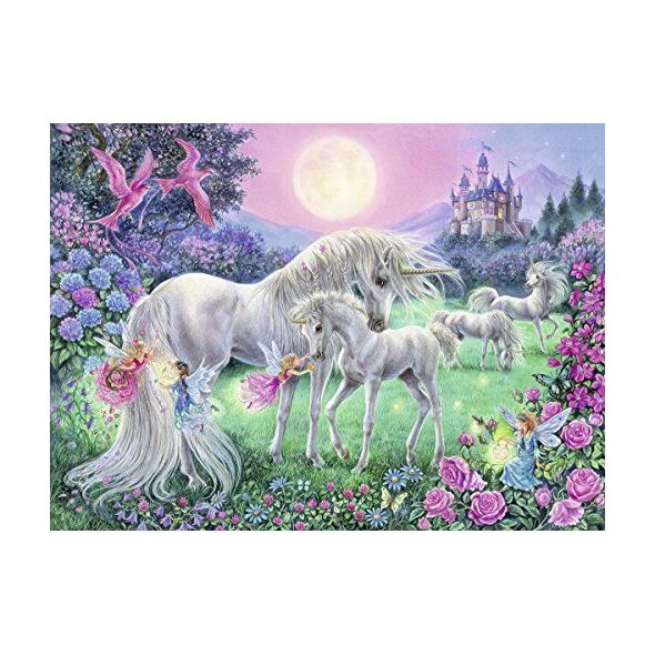 Ravensburger Puzzle dla dzieci Ravensburger 13670 - jednorożce w świetle księżyca 100 elementów XXL - puzzle dla dzieci od 6 lat - świeci w ciemności