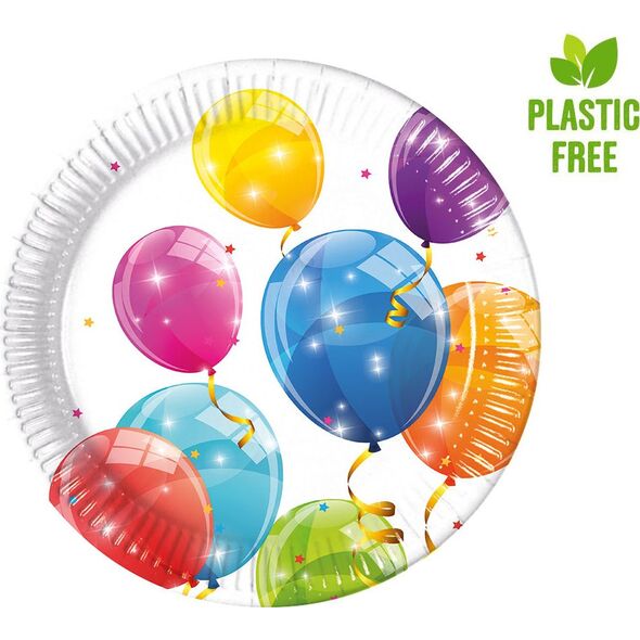 PROCOS Talerzyki papierowe Sparkling Balloons, 20 cm, 8 szt.