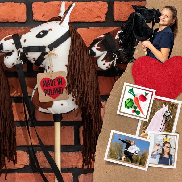 Froster Hobby Horse Skippi A5 - w plamy - brązowe plamki - koń na kiju - kantar