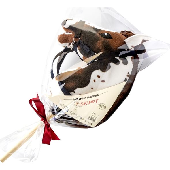 Froster Hobby Horse Skippi A5 - w plamy - brązowe plamki - koń na kiju - kantar