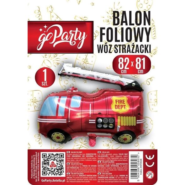 Balon foliowy Wóz strażacki 82x81cm