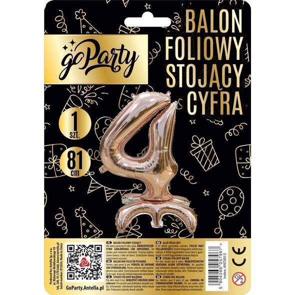 Balon foliowy stojący 4 rose gold 81cm