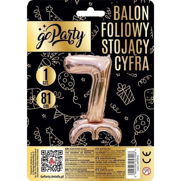 Balon foliowy stojący 7 rose gold 81cm