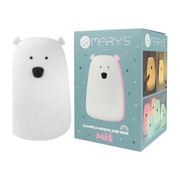 Lampka nocna LED RGB+WW + R/C miś duży biały