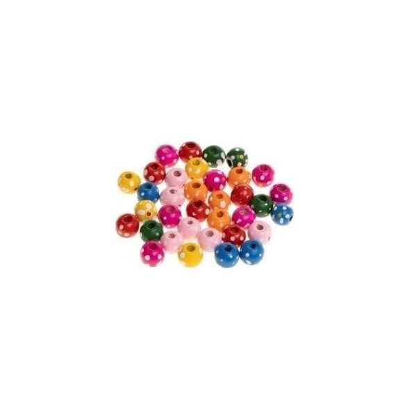 Koraliki drewniane do nawlekania kropki 10mm 35szt