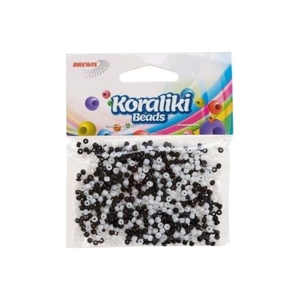 Koraliki akrylowe do nawlekania białe czarne 35mm