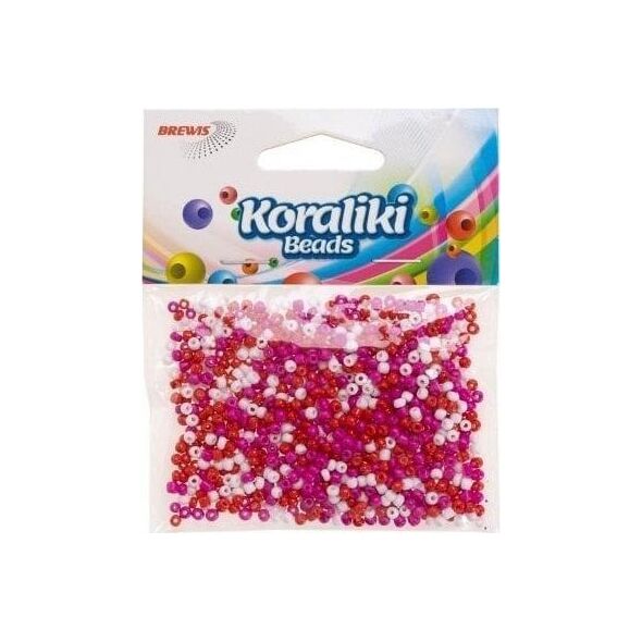 Koraliki akrylowe do nawlekania białe czerwone 35m