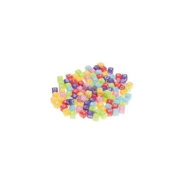 Koraliki akrylowe alfabet 6x6mm 20g