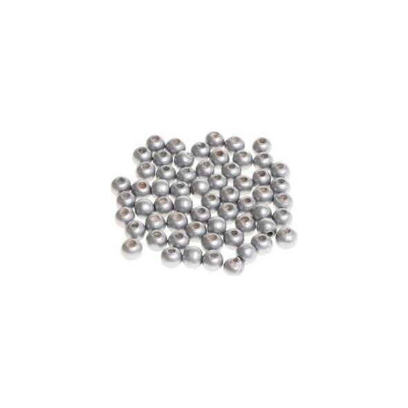 Koraliki drewniane do nawlekania srebrne 10mm 60sz