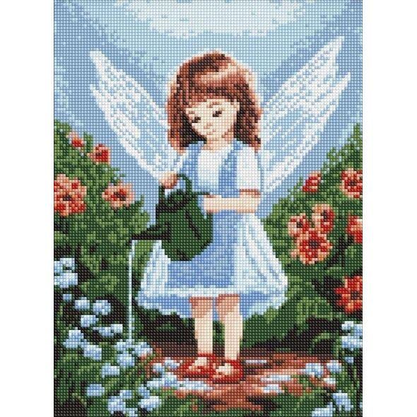 Diamentowa mozaika - Anioł w ogrodzie 30x40cm