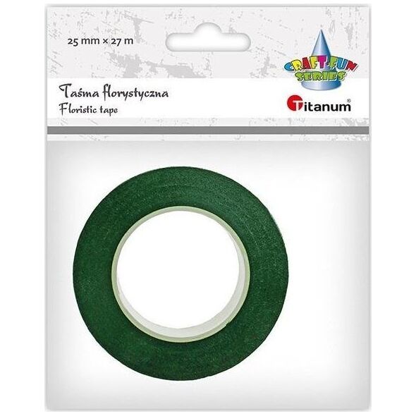 Taśma florystyczna 25mm 27m ciemnozielona