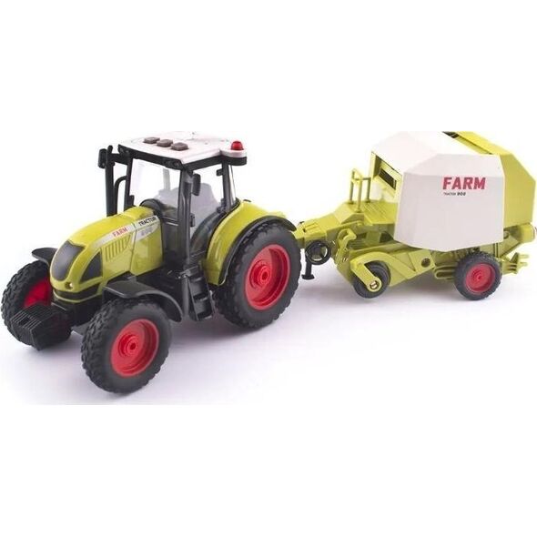 Traktor z przyczepą, belownica siania, ciągnik