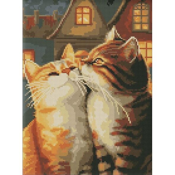 Diamentowa mozaika bez ramy - Zakochane koty 30x40