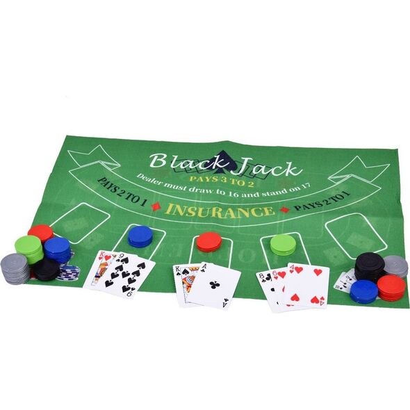 Zestaw Gra karciana 2w1 Poker i BlackJack Żetony + karty + plansza GR0706