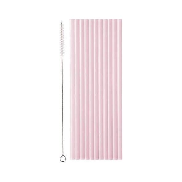Słomki plastikowe różowe 23cm 12szt
