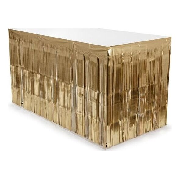 Skirting foliowy z frędzlami złoty 300x80cm