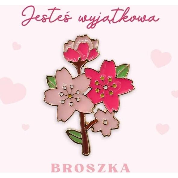 Broszka na prezent z czterema różowymi kwiatami