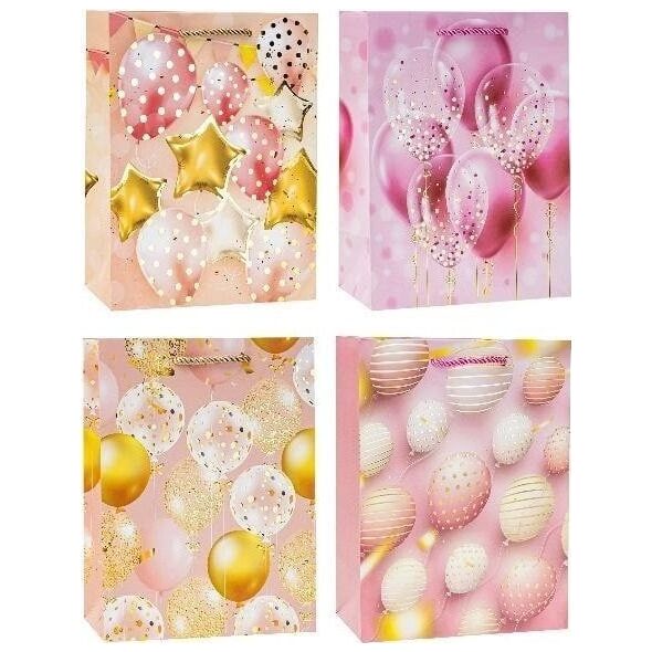 Torebka ozdobna 26x32x10 balony mix ROZETTE