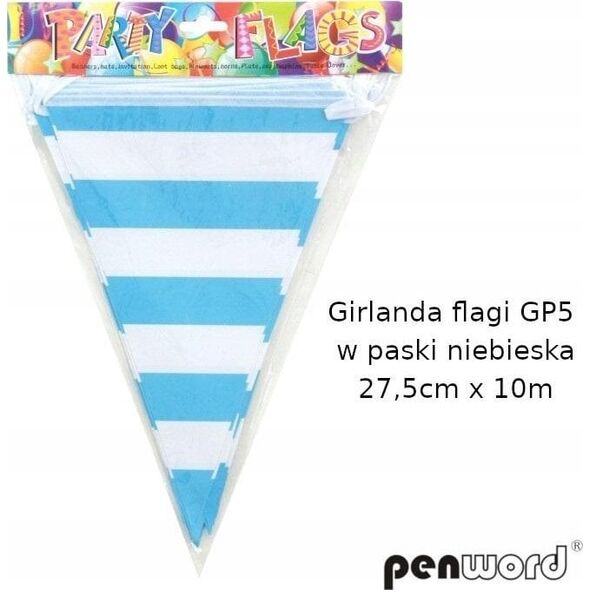 Girlanda flagi w paski niebieska 27.5cmx10m