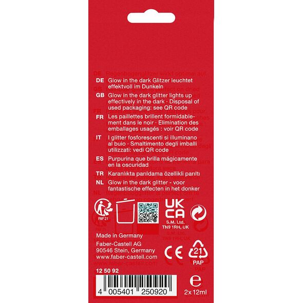 Brokat świecący w ciemności 12ml 2szt FABER CASTEL