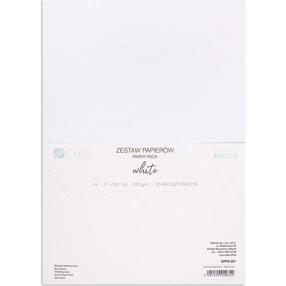 Zestaw papierów 220g biały A4 20ark