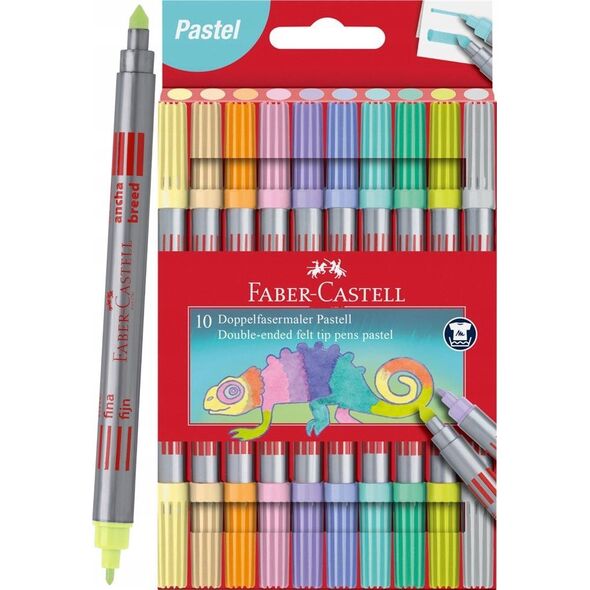 Flamastry dwustronne pastel 10 kol. FABER CASTELL
