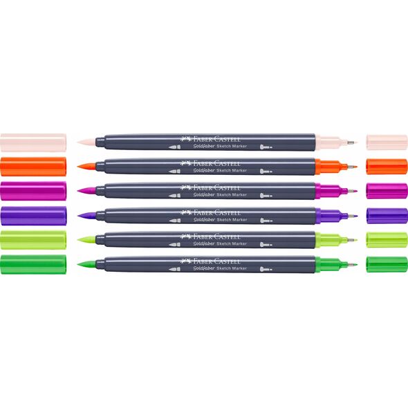 Pisak dwustronny Goldfaber Sketch graphic 6 kol.