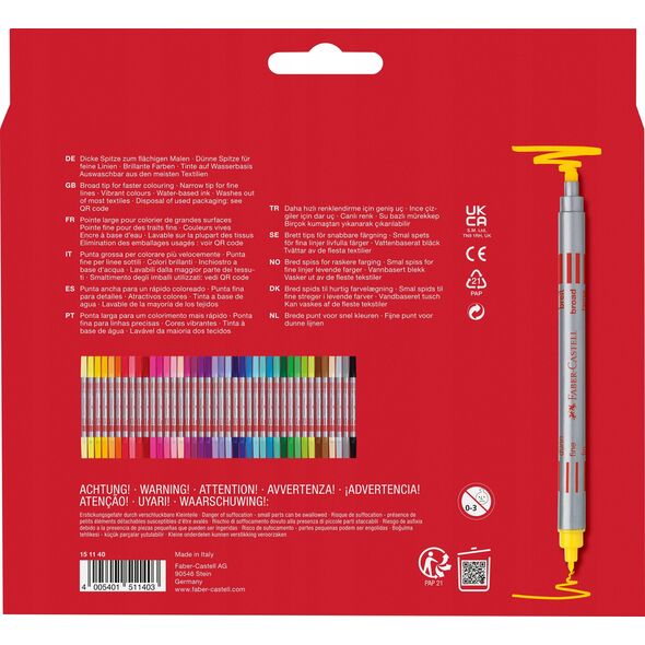 Flamastry dwustronne 40 kolorów FABER CASTELL