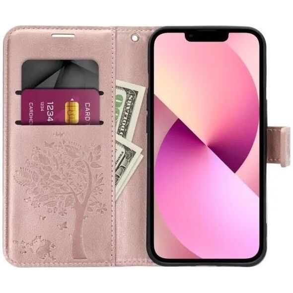 ForCell Kabura Forcell MEZZO Book do SAMSUNG A33 5G drzewo złoty róż