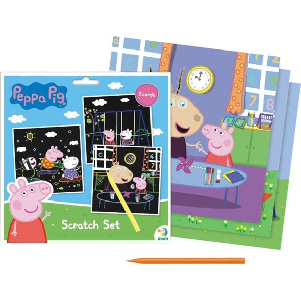 Dodo ZDRAPKA ARTYSTYCZNA ŚWINKA PEPPA 3 KOLOROWE KARTKI MALOWANIE METODĄ SCRATCH