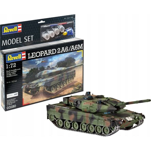 Cobi Czołg do sklejania 1:72 63180 Leopard 2A6/A6M + klej, 4 farbki, pędzelek Revell