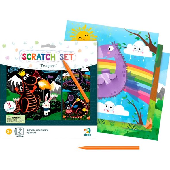 Dodo Zdrapka Artystyczna "Smoki" Wydrapywanka Metoda Scratch Dla Dzieci Obrazki