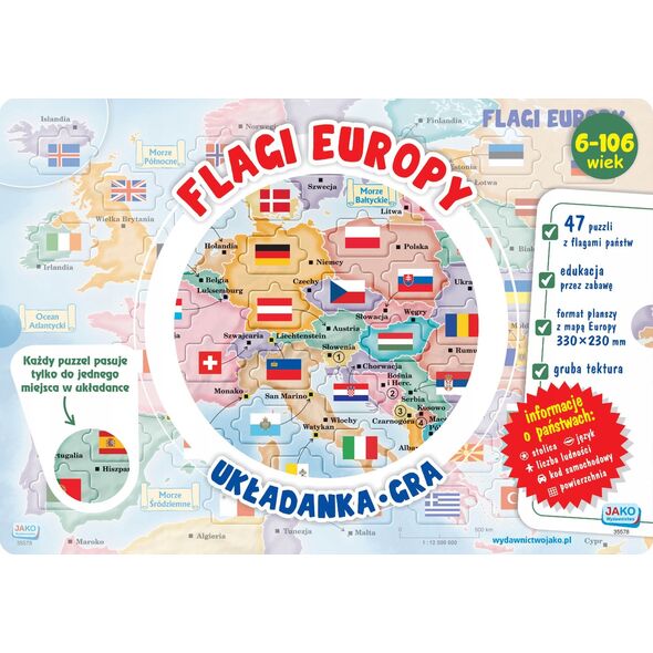 Wydawnictwo Jako Flagi Europy. Układanka/gra