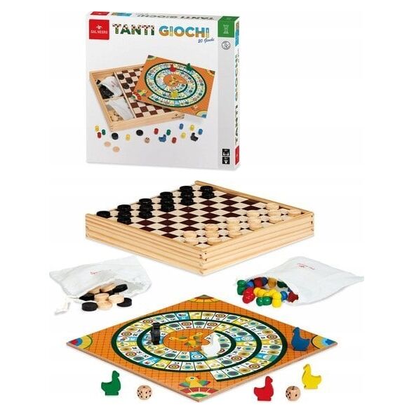 Drewniane gry rodzinne i planszowe 20 w 1
