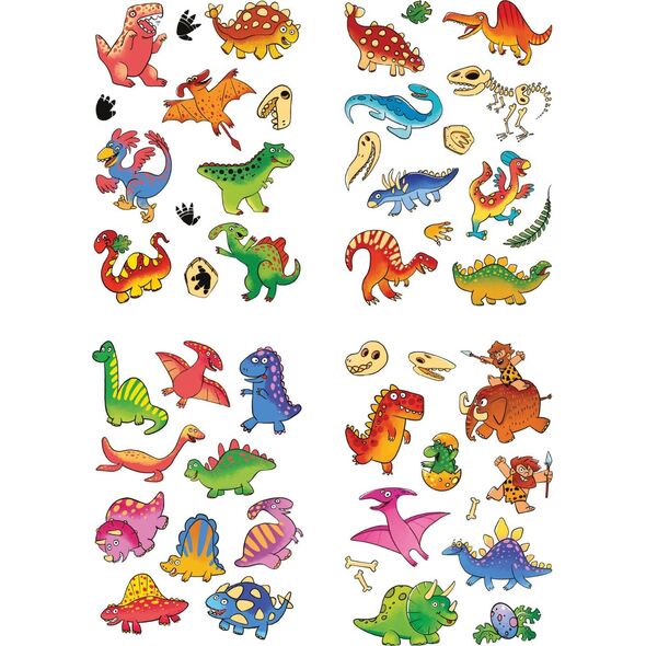 Dodo ZESTAW TYMCZASOWYCH TATUAŻY "DINOZAURY" 4 ARKUSZE Z KOLOROWYMI TATUAŻAMI