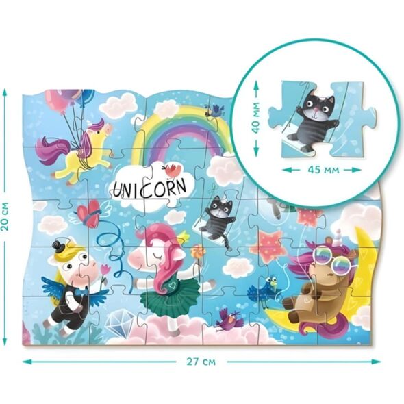 Dodo PUZZLE PRZYGODA JEDNOROŻCA 30 ELEMENTÓW KOLOROWA UKŁADANKA DLA NAJMŁODSZYCH