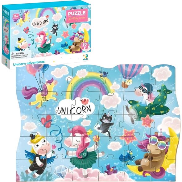 Dodo PUZZLE PRZYGODA JEDNOROŻCA 30 ELEMENTÓW KOLOROWA UKŁADANKA DLA NAJMŁODSZYCH