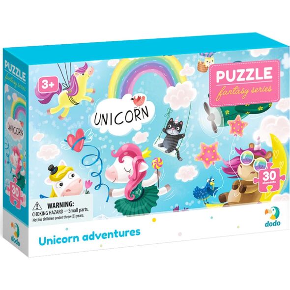 Dodo PUZZLE PRZYGODA JEDNOROŻCA 30 ELEMENTÓW KOLOROWA UKŁADANKA DLA NAJMŁODSZYCH