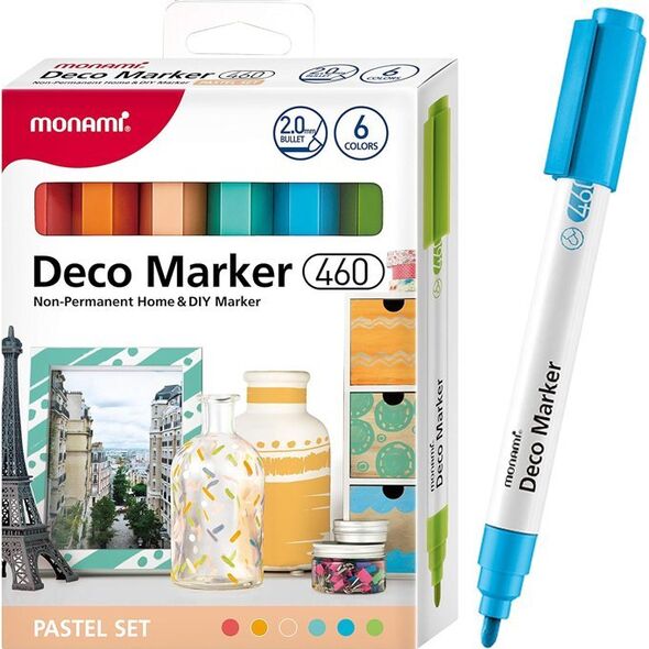 Monami Markery Akrylowe Dekoracyjne Deco Marker B 460 6 Kolorów Pastelowe Monami