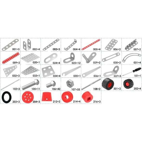 Zestaw Metalowy Konstrukcyjny Składanie Modeli Pojazdy Konstruktor 198 El
