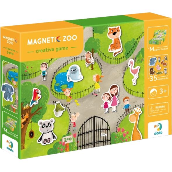 GRA MAGNETYCZNA "ZOO" MEGA ZESTAW Z TABLICĄ MAGNETYCZNĄ 35 MAGNESÓW