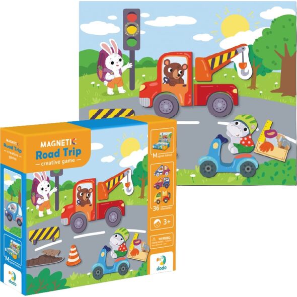 GRA MAGNETYCZNA EDUKACYJNA "TRANSPORT" 36 MAGNESÓW TABLICA MAGNETYCZNA