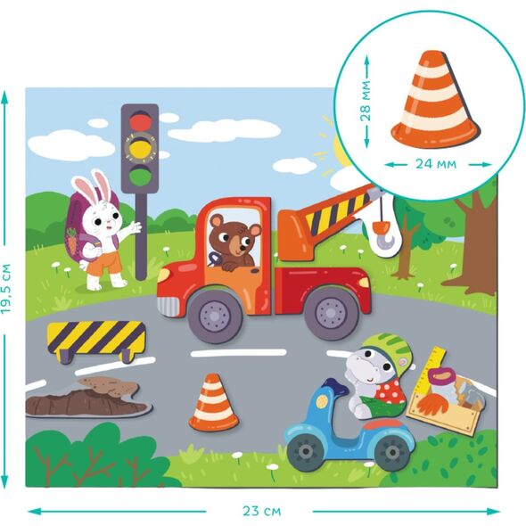 GRA MAGNETYCZNA EDUKACYJNA "TRANSPORT" 36 MAGNESÓW TABLICA MAGNETYCZNA