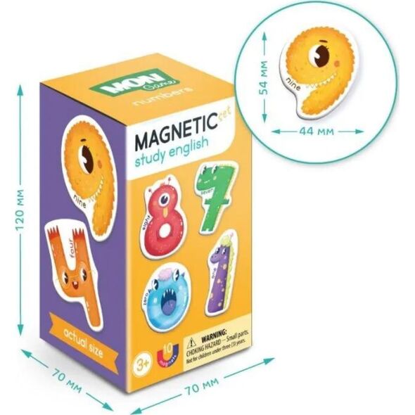 GRA MAGNETYCZNA "NUMERY" PO ANGIELSKU KOLOROWE CYFERKI NAUKA ZABAWA