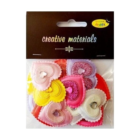 Aplikacje materiałowe serca z kryształ 3,5cm 18szt