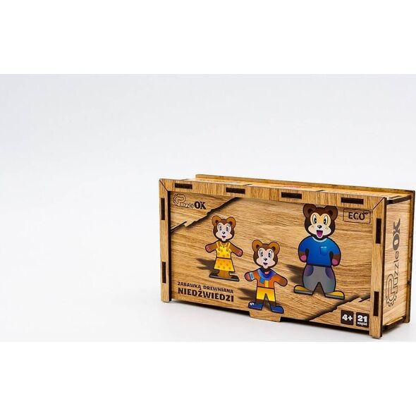 Drewniana Układanka Łamigłówka Puzzle Niedźwiedzie Elementy Klocki Kształty Puz-12141