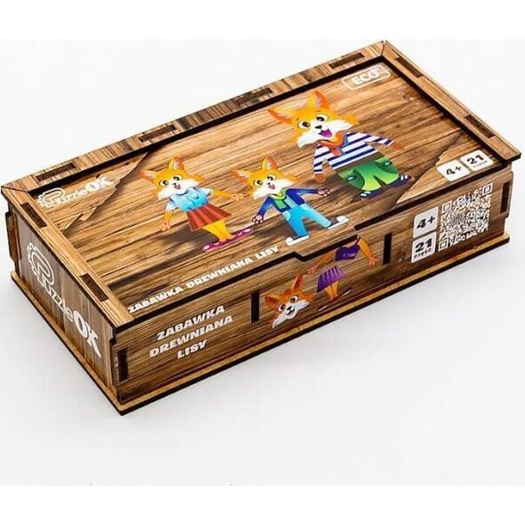 Drewniana Układanka Łamigłówka Puzzle Lisy Elementy Klocki Kształty 21 El. Puz-42121