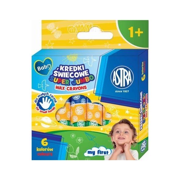 Kredki świecowe okrągłe SUPER JUMBO ASTRA BABY - 6 kolorów - 14/85 mm